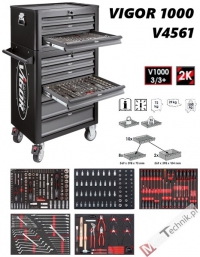 VIGOR - Wózek Warsztatowy z 344 narzędziami (V4561) i nadstawką