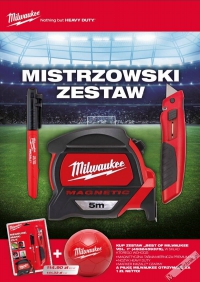Zestaw - Miara 5m Premium + Marker czarny + Nożyk HD z gumową wstawką Milwaukee