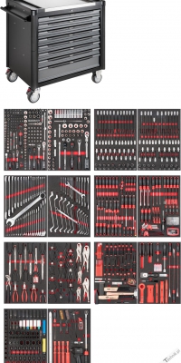 Wózek Warsztatowy z 775 narzędziami w modułach piankowych (V4481-XD/775)
