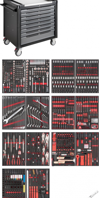 Wózek Warsztatowy z 775 narzędziami w modułach piankowych (V4481-XD/775)